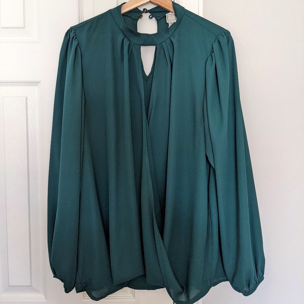Lilian - Deep green wrap-front blouse
